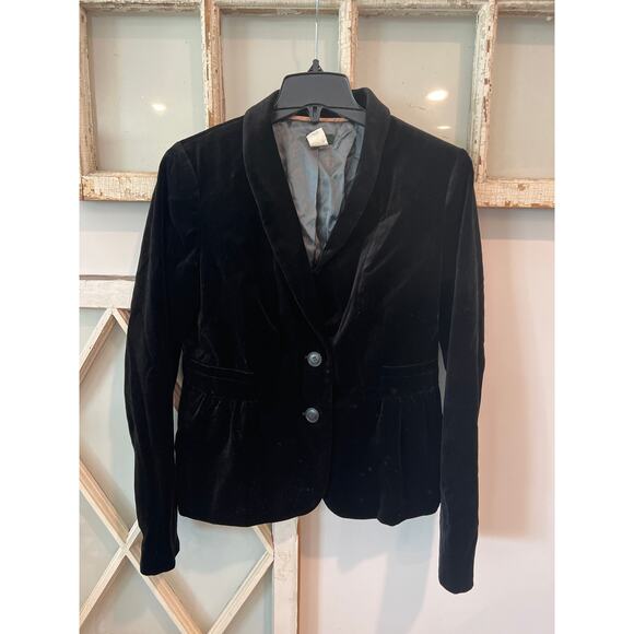 J.Crew size 10 black velvet blazer jacket - Picture 1 of 3